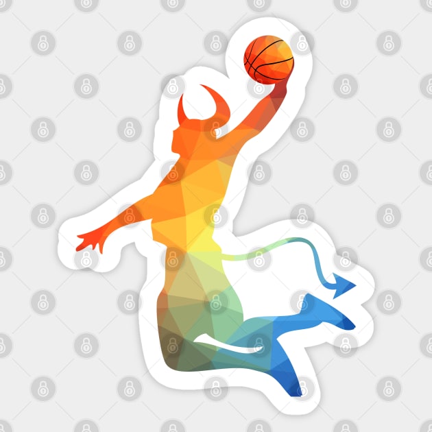Basketball Player Devil Slam Dunk Illustration Sticker by HappyGiftArt
